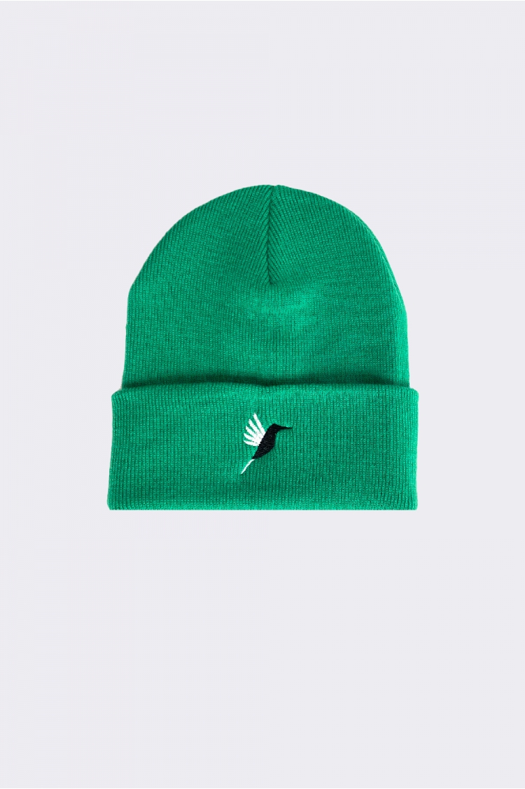 Bonnet vert brodé