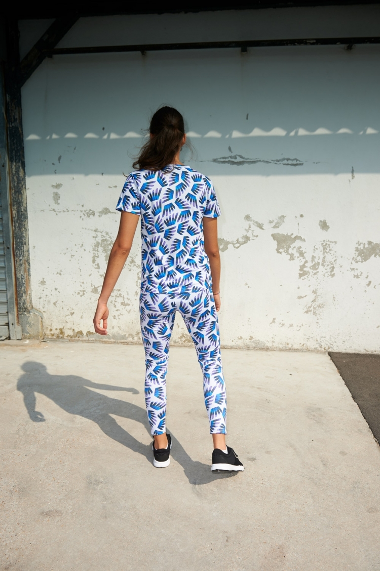 Suzanne Jersey - Winged Blue & Purple pattern - Back view