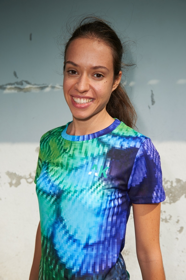 Suzanne Jersey - Pixel Plumage Blue & Green - Women's football - Close-up view